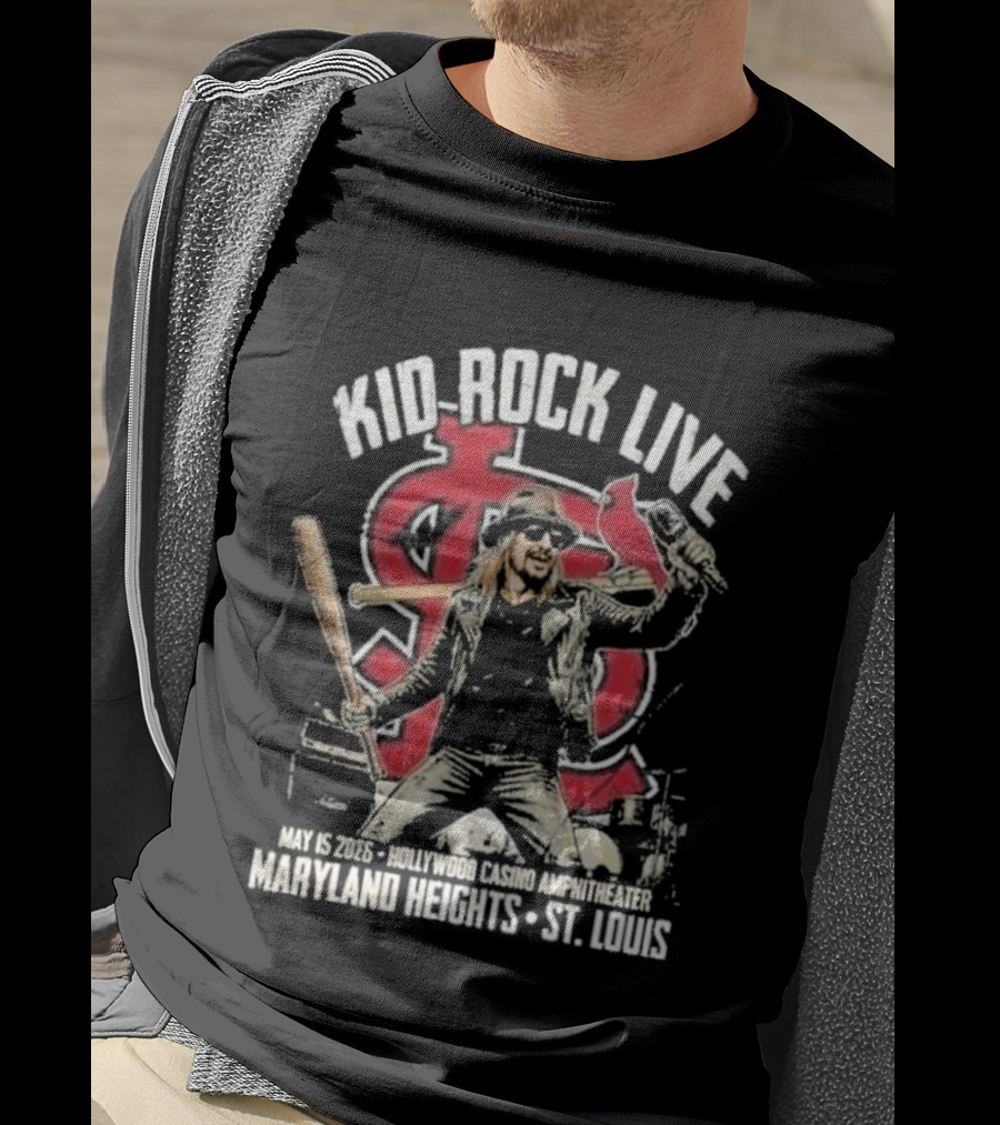 Kid Rock Live May 15 2026 Hollywood Casino Amphitheater St Louis Cardinals Maryland Heights T-Shirt