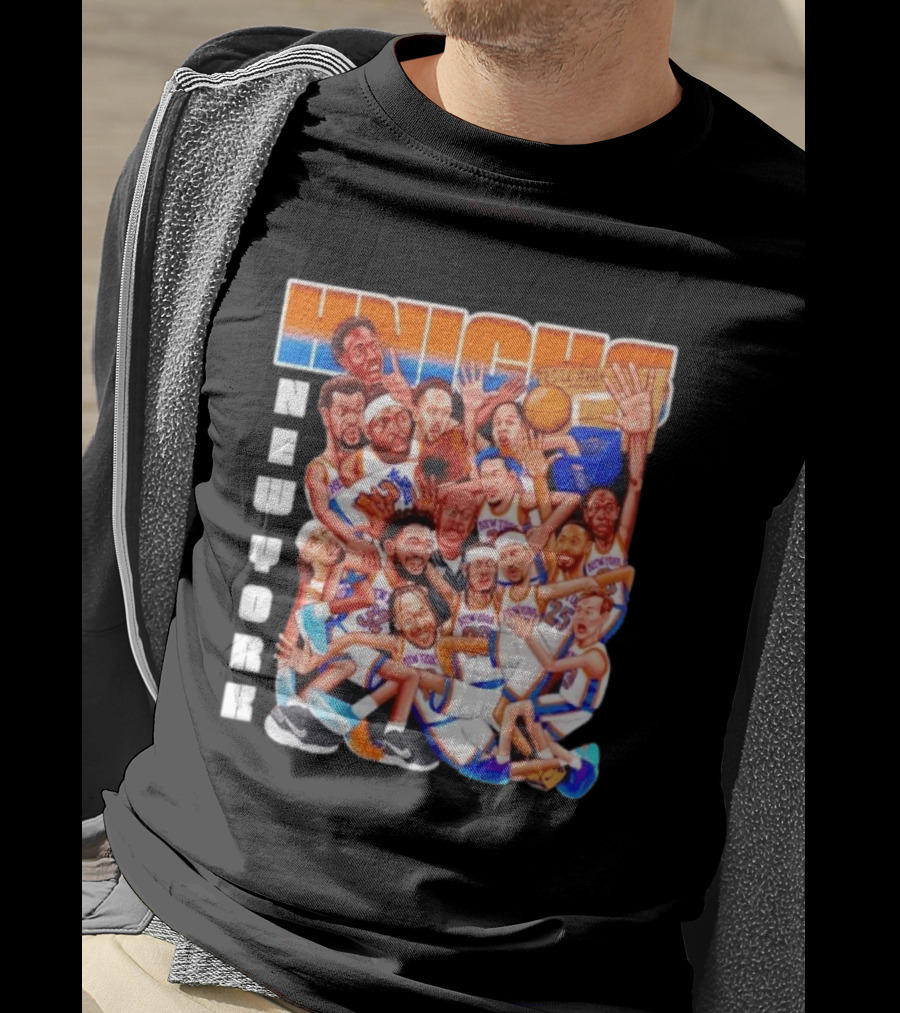 New York Knicks 2026 Season Players Caricature Basketball Team T-Shirt