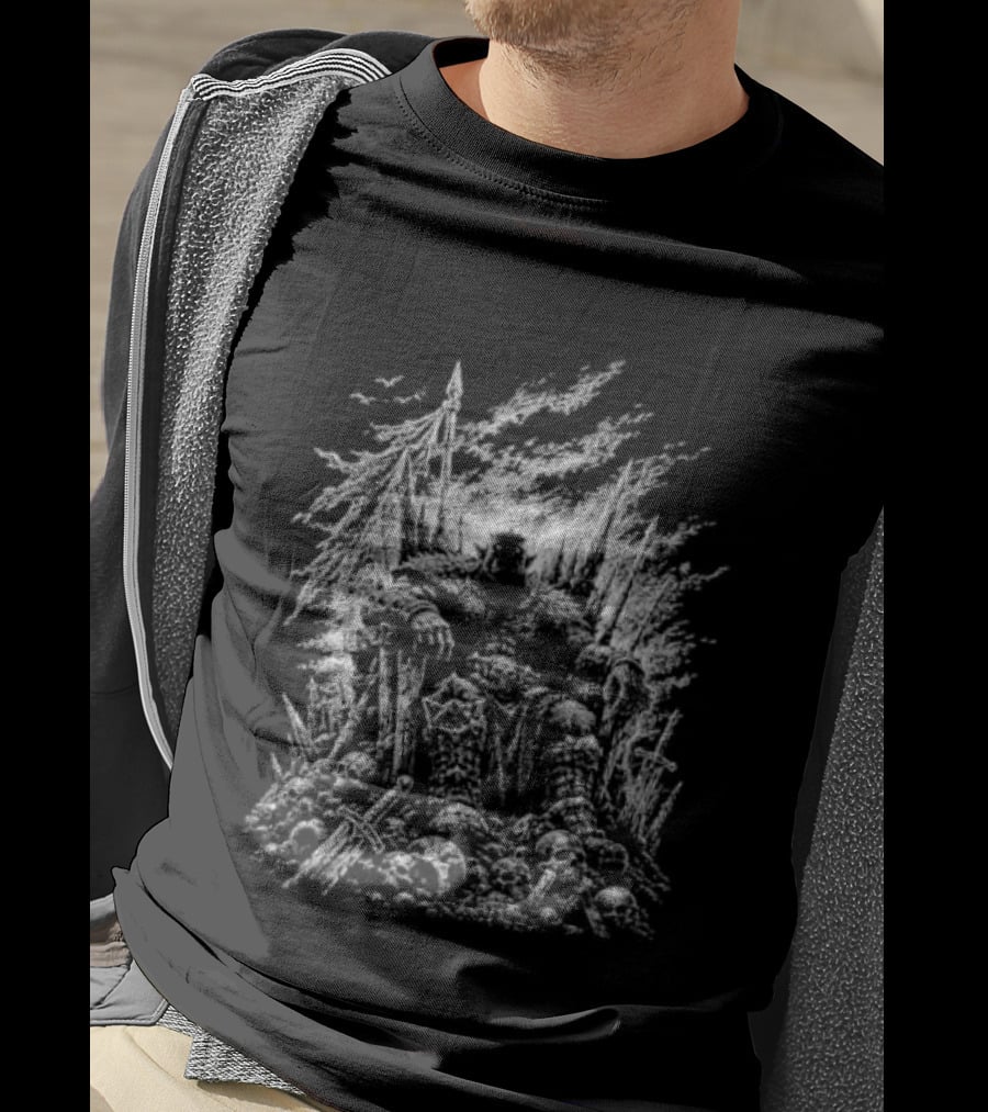 Orc Warlord On Stone Throne Gothic Metal Fantasy Intricate T-Shirt