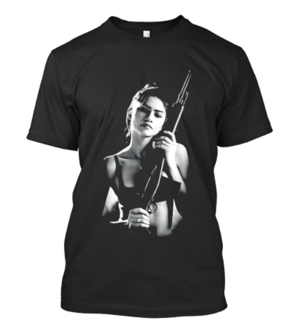 Euphoria Zendaya With Gun Monochrome T-Shirt