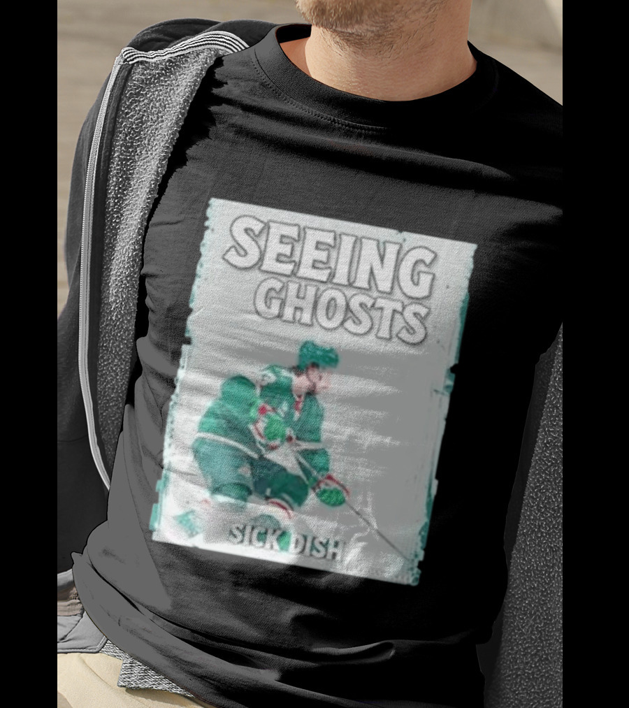 Seeing Ghosts Quinn Hughes Sick Dish Hockey T-Shirt
