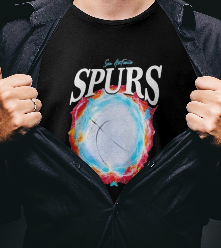 San Antonio Spurs Basketball Fire Ice Burst T-Shirt