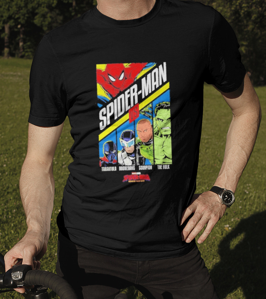 Spider Man VS Tarantula Boomerang Scorpion The Hulk Marvel Superheroes Showdown T-Shirt