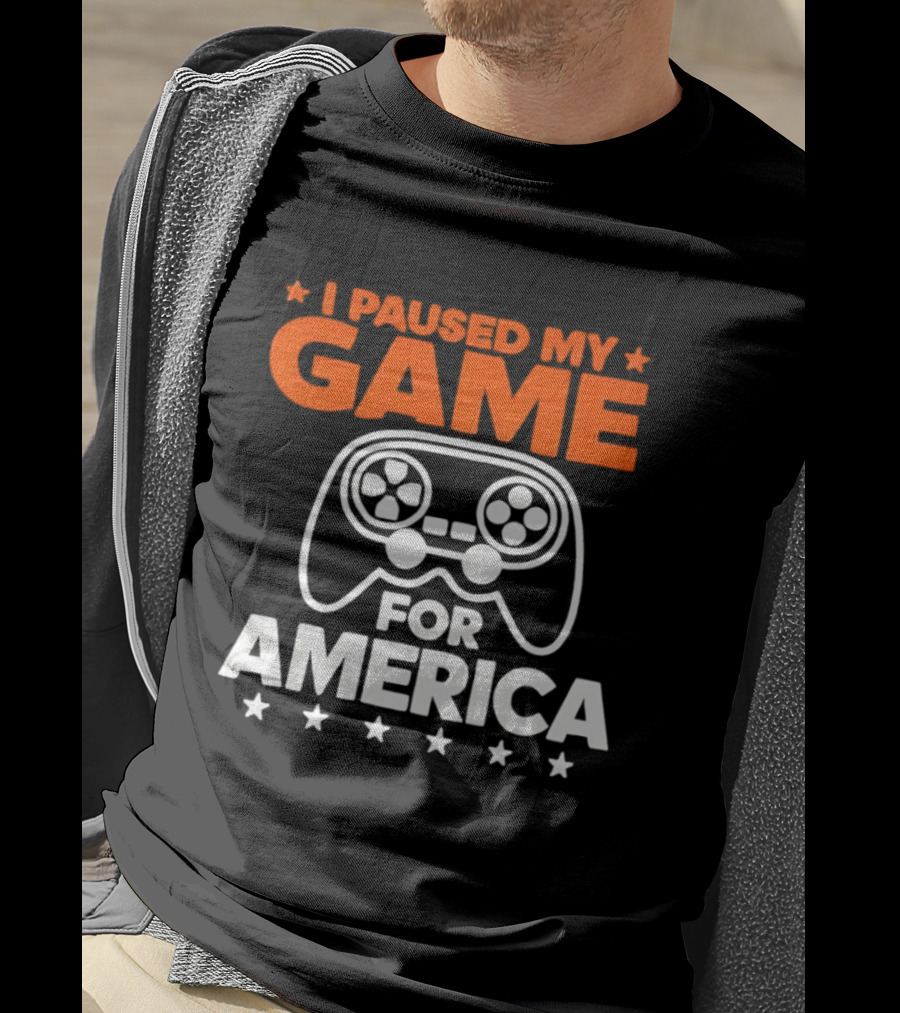 I Paused My Game For America Video Game Controller Stars T-Shirt
