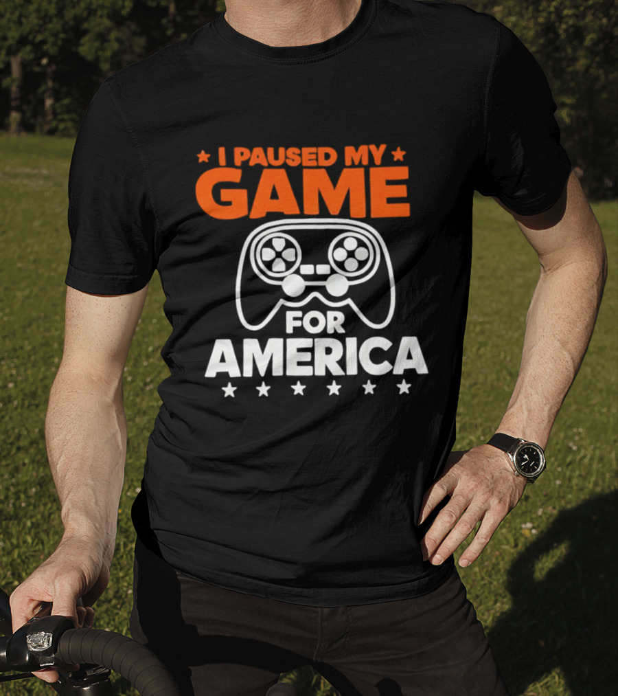 I Paused My Game For America Video Game Controller Stars T-Shirt