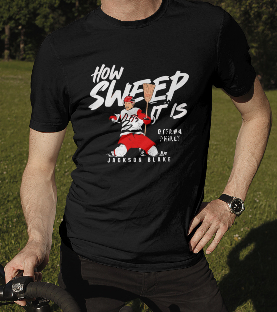 Jackson Blake How Sweep It Is Hockey Ottawa Philly Broom T-Shirt