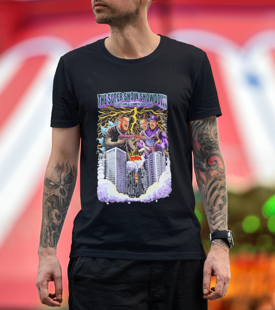 The Super Show Showdown FJ Outlaw Vs Siamese Goat God Lightning Clash Skyscraper Battle T-Shirt