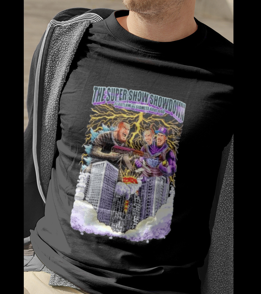 The Super Show Showdown FJ Outlaw Vs Siamese Goat God Lightning Clash Skyscraper Battle T-Shirt