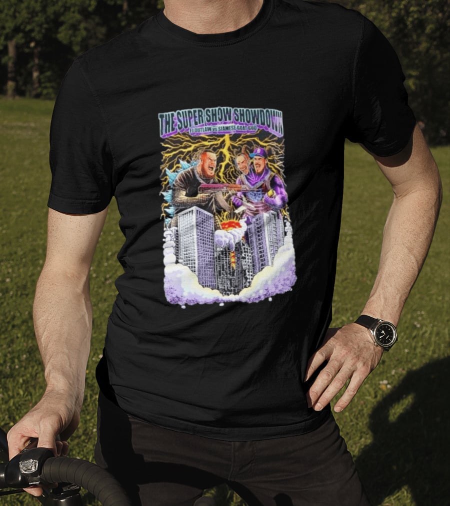 The Super Show Showdown FJ Outlaw Vs Siamese Goat God Lightning Clash Skyscraper Battle T-Shirt