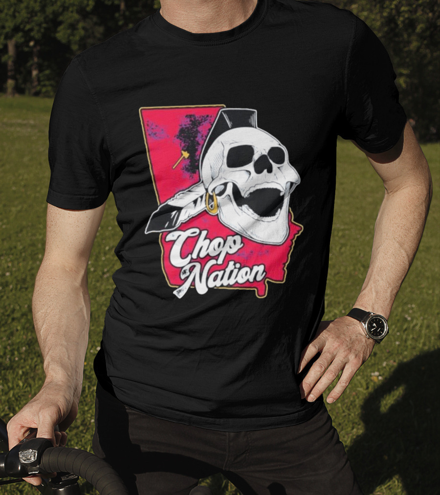 Atlanta Braves Chop Nation Skull Tomahawk Chop T-Shirt