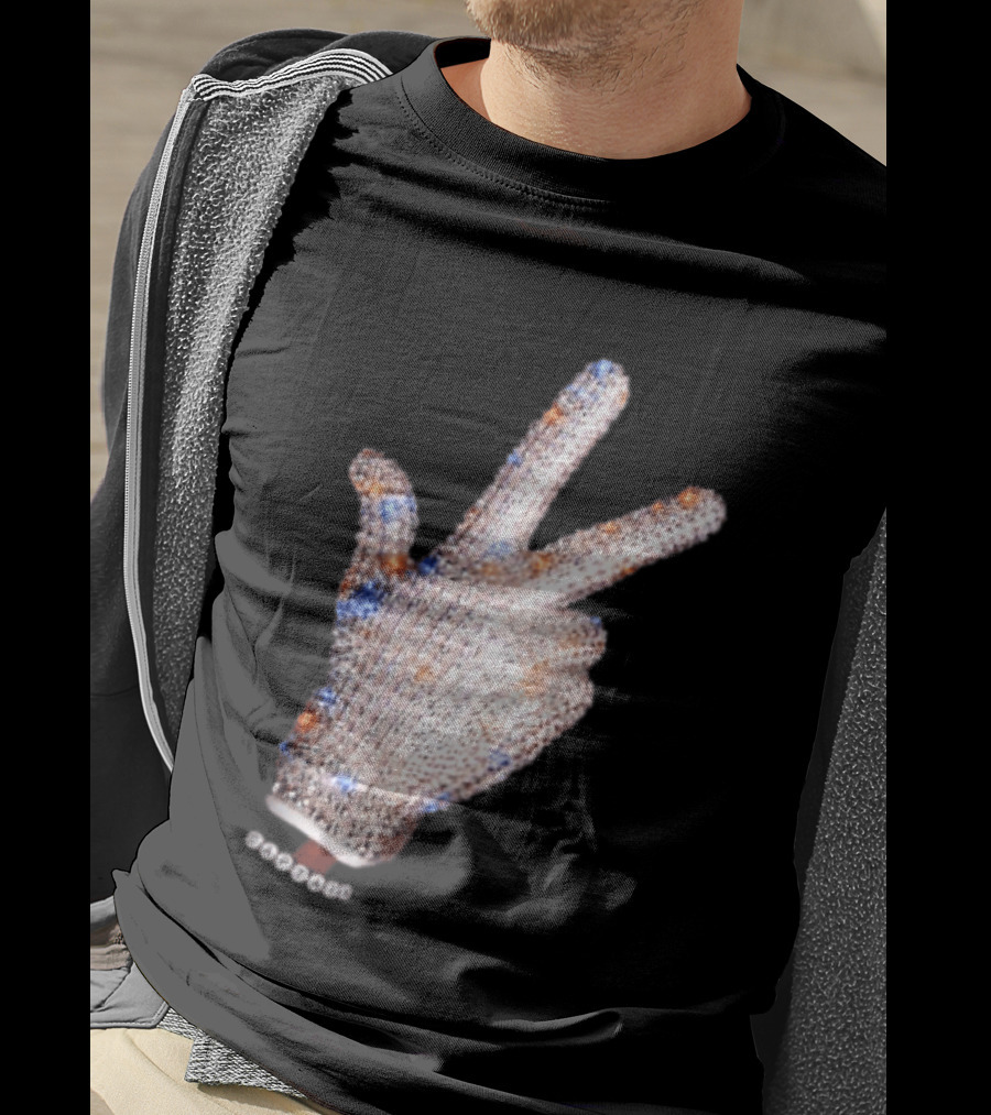 Captain Iceman New York Knicks Drake Iceman Sequined Glove Hand Gesture T-Shirt