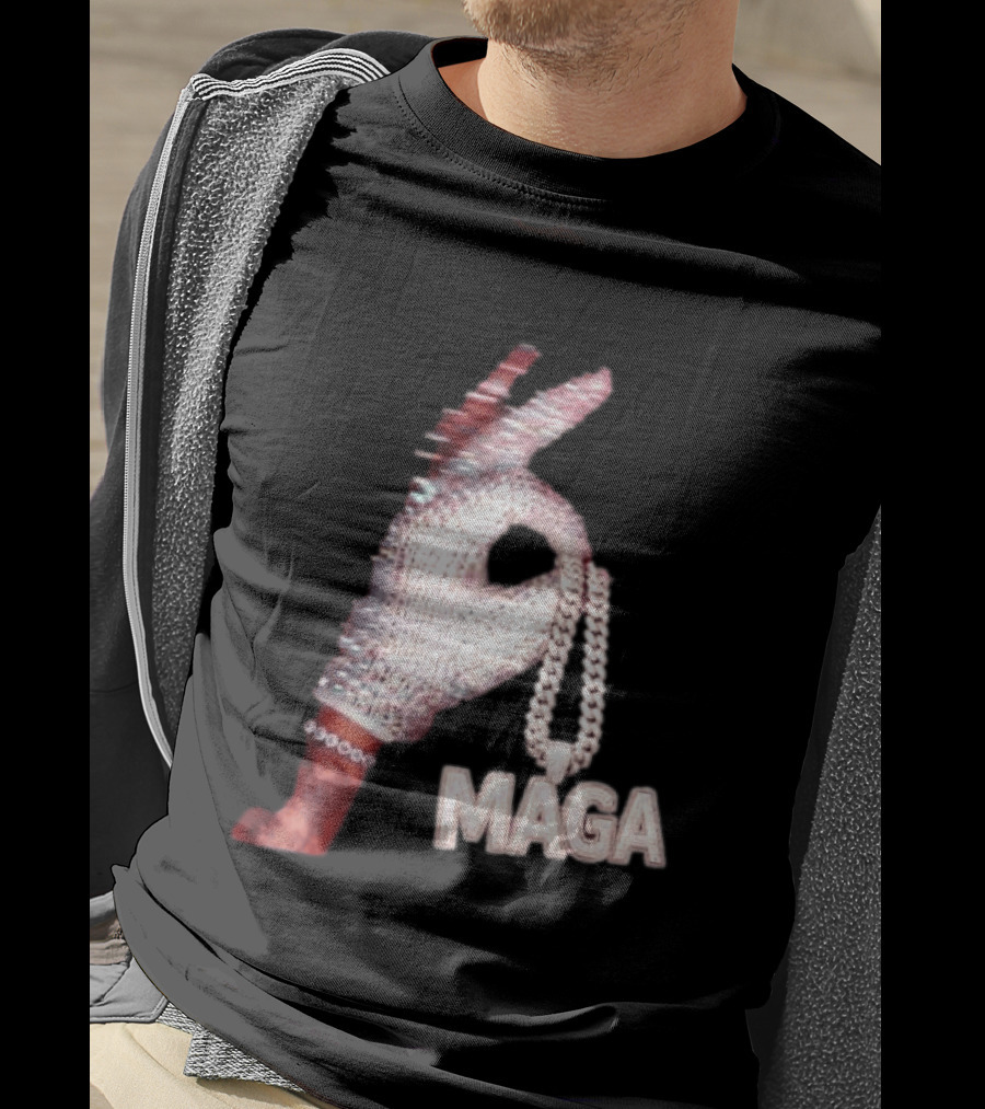 MAGA Iceman Hand Gesture With Diamond Encrusted Jewelry T-Shirt