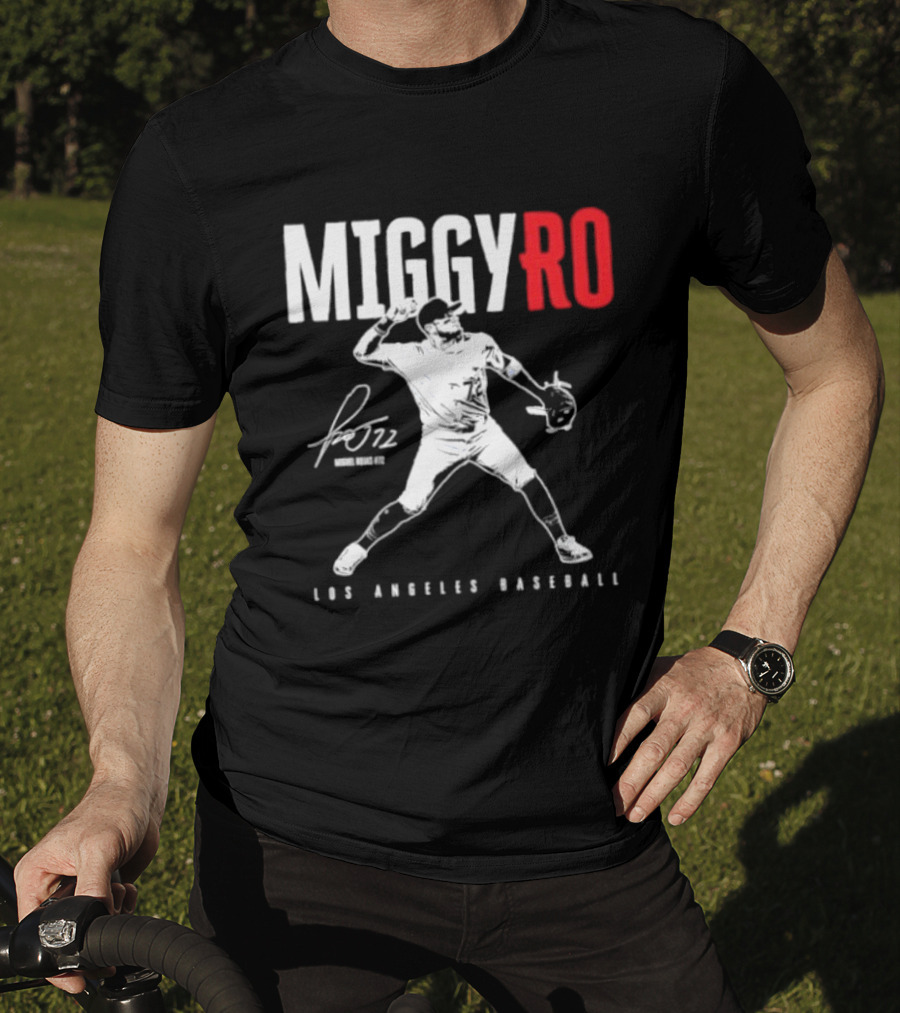 Miguel Rojas 72 Los Angeles Baseball MiggyRo Player Signature T-Shirt