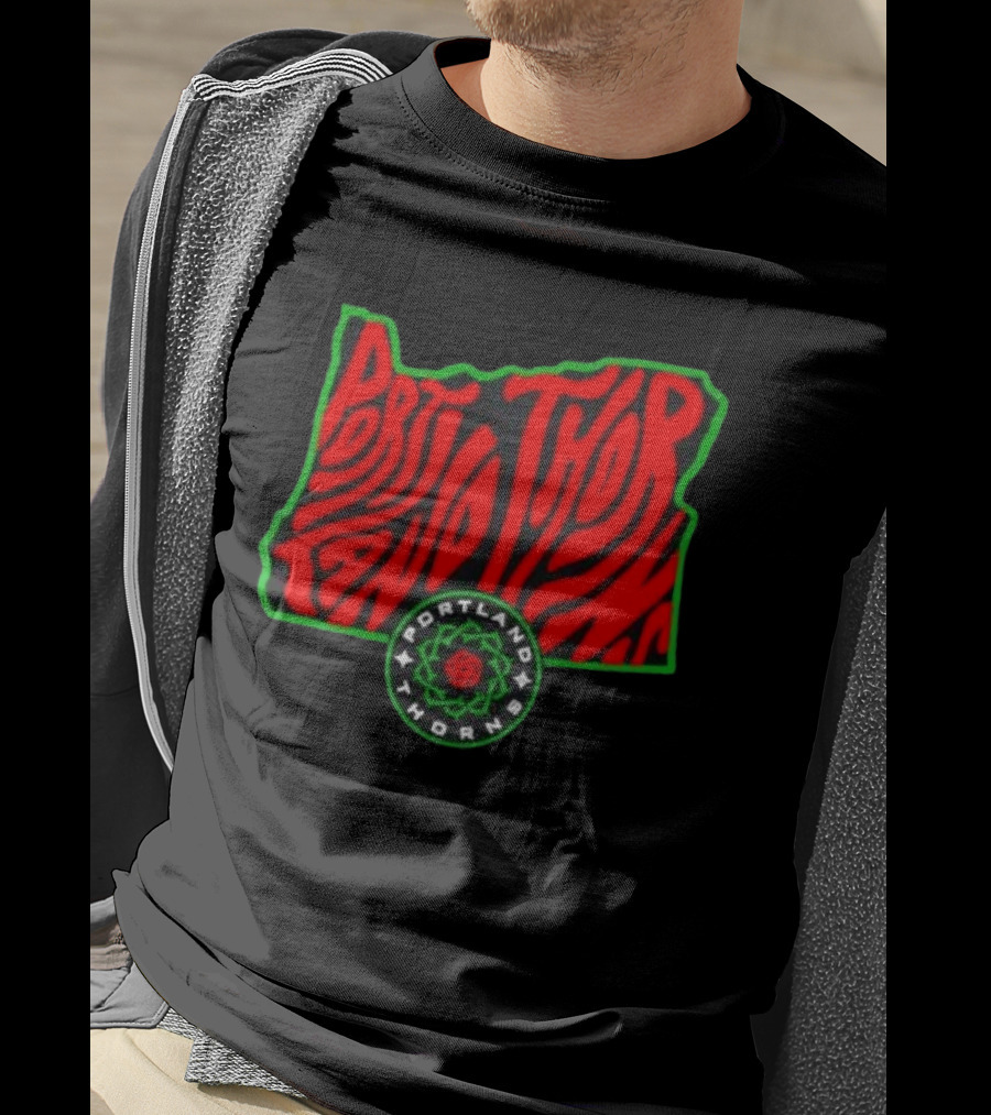 Portland Thorns FC NWSL Oregon State Map Groovy T-Shirt