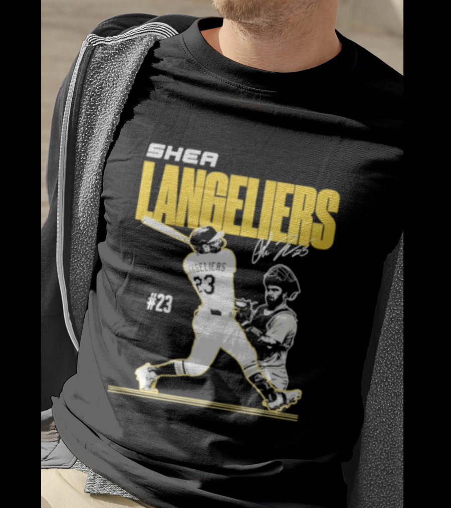 Shea Langeliers 23 Athletics Baseball Slugger Swing Signature T-Shirt