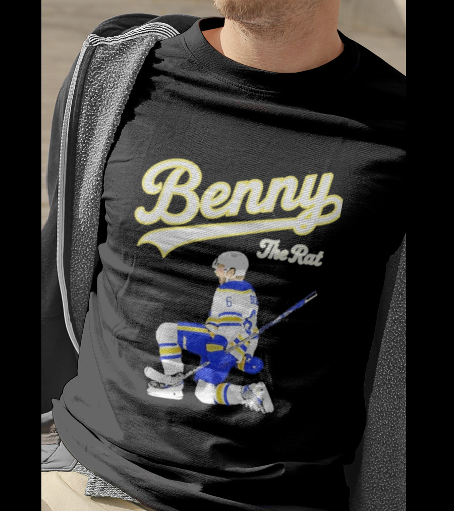 Benny The Rat Buffalo Sabres Number 6 Hockey Player Kneeling T-Shirt
