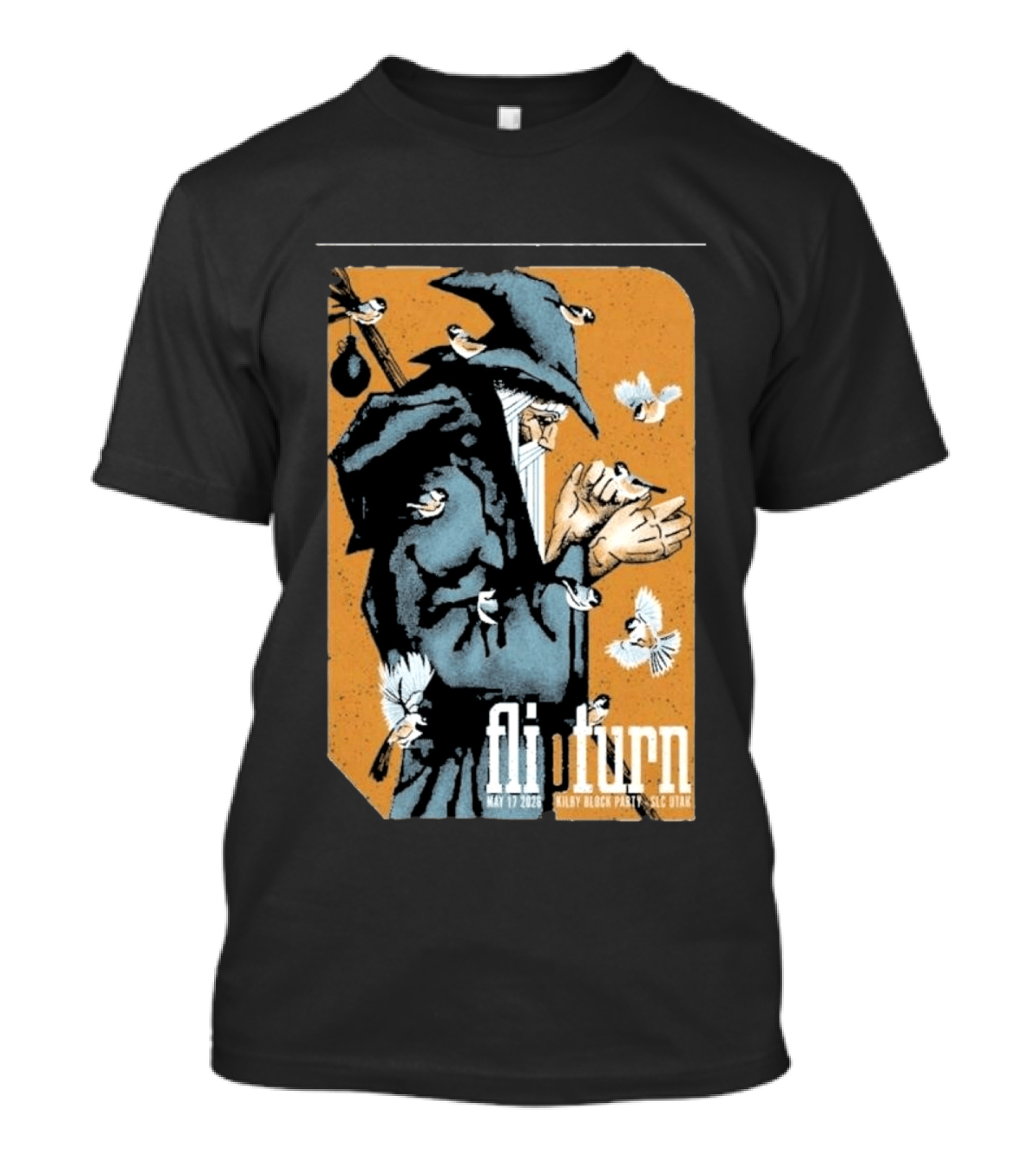 Flipturn Kilby Block Party May 17 2026 Salt Lake City Utah Wizard With Birds T-Shirt