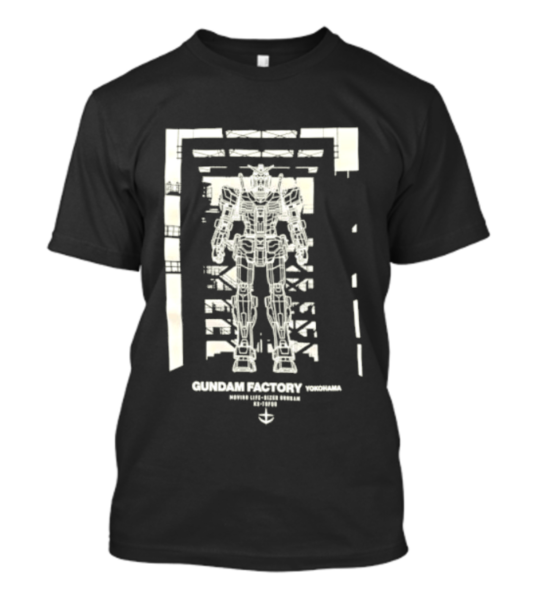 Yokohama Gundam Factory RX 78F00 Mobile Suit White Blueprint T-Shirt