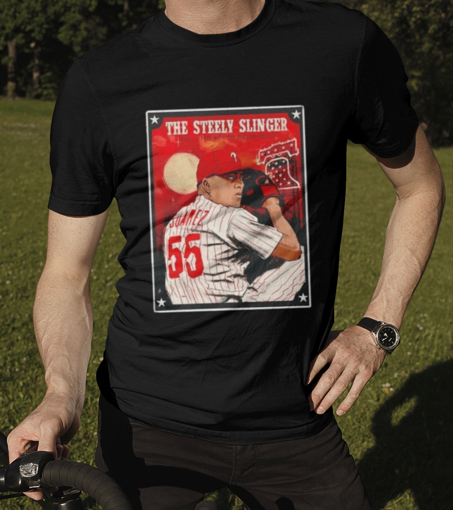 Philadelphia Phillies Ranger Suarez Steely Slinger 55 Baseball T-Shirt