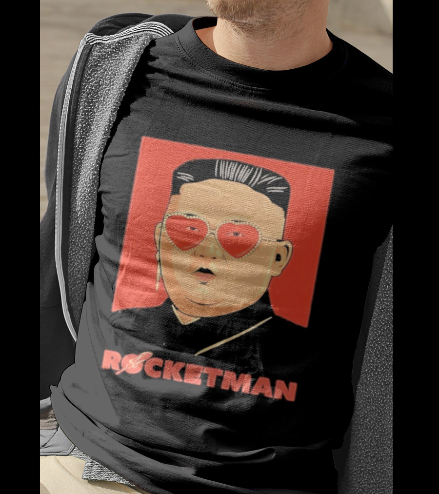 Kim Jong Un Heart Sunglasses Rocketman Meme T-Shirt