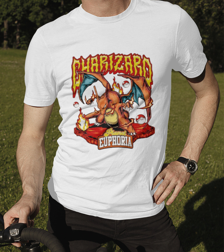 Charizard Flame Dragon Planet Euphoria Iconic Pokémon Battle T-Shirt