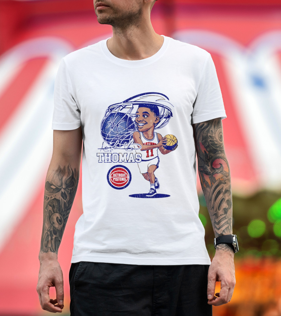 Isiah Thomas Detroit Pistons Caricature Basketball Cartoon Drawing T-Shirt