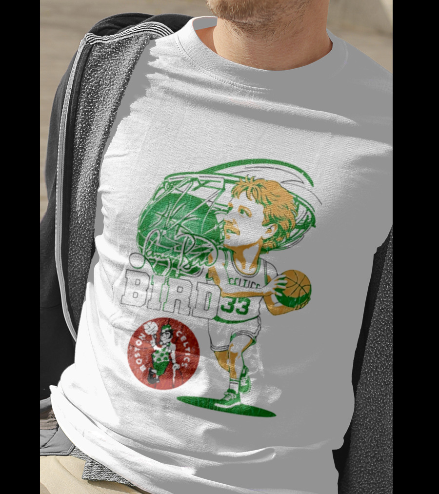 Boston Celtics Larry Bird Caricature NBA Legend 33 Basketball T-Shirt