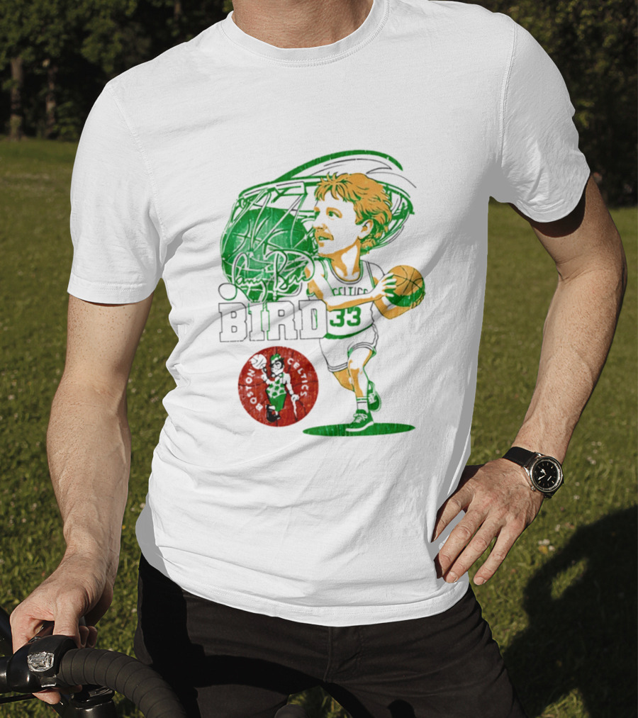 Boston Celtics Larry Bird Caricature NBA Legend 33 Basketball T-Shirt