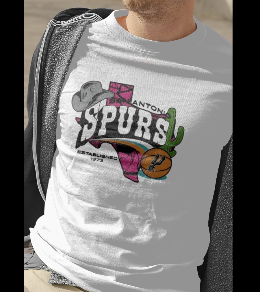 San Antonio Spurs Texas Cowboy Hat Cactus Basketball Established 1973 T-Shirt