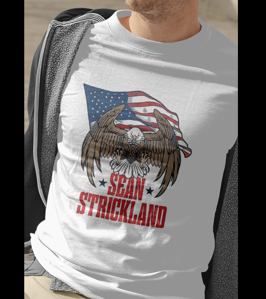Sean Strickland Eagle With American Flag T-Shirt