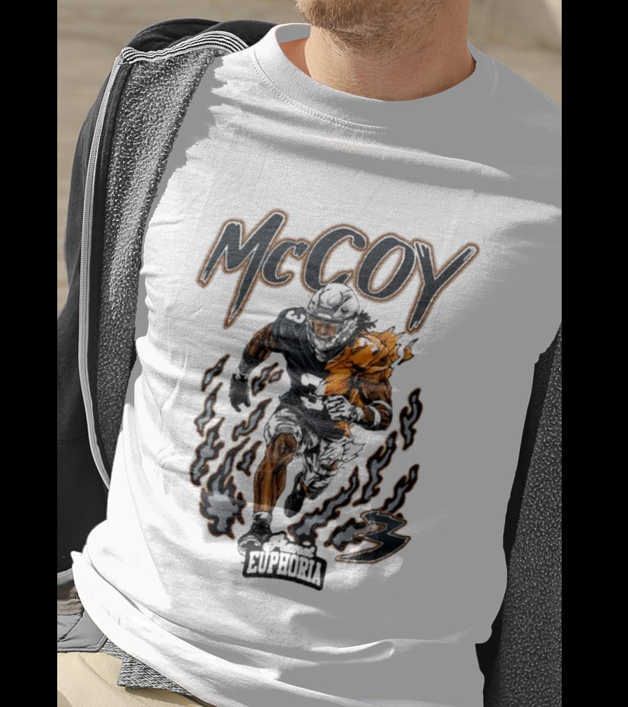 McCoy Euphoria Gridiron Burner Football Player Flames T-Shirt