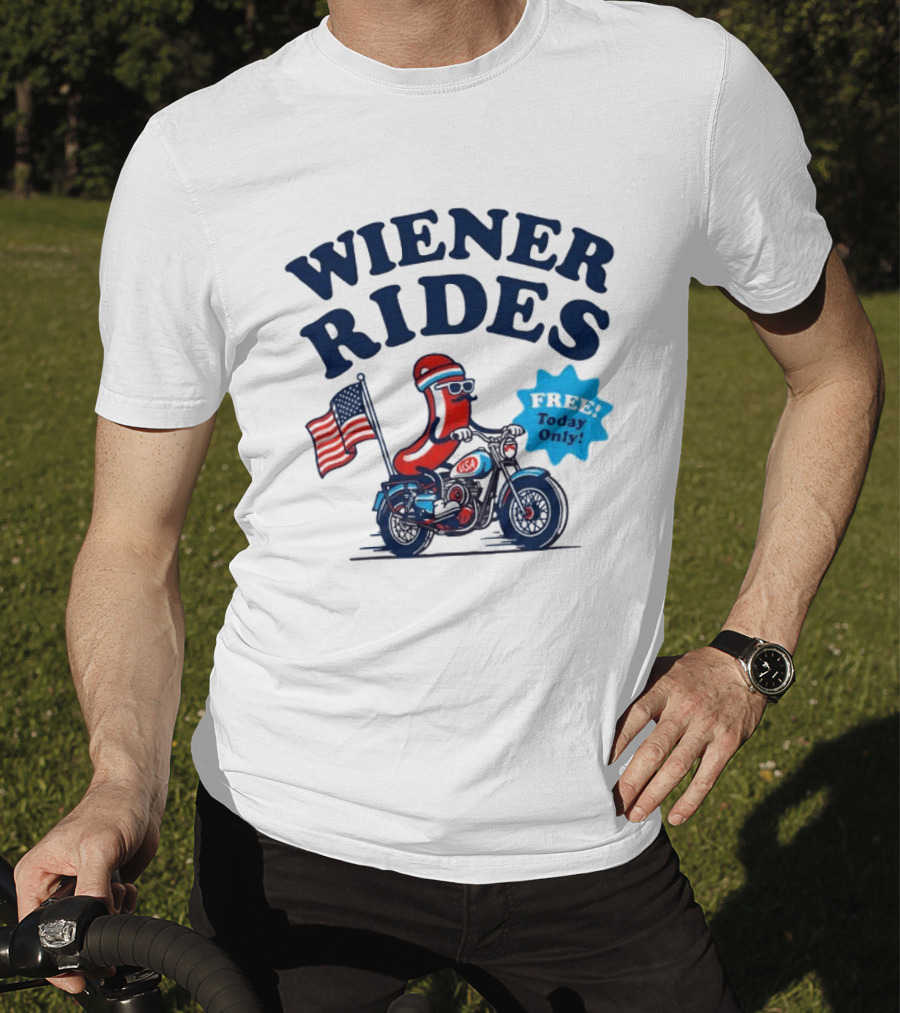 Wiener Rides 4th Of July Sausage Driving Motorbike Free Today Only 250th Anniversary T-Shirt