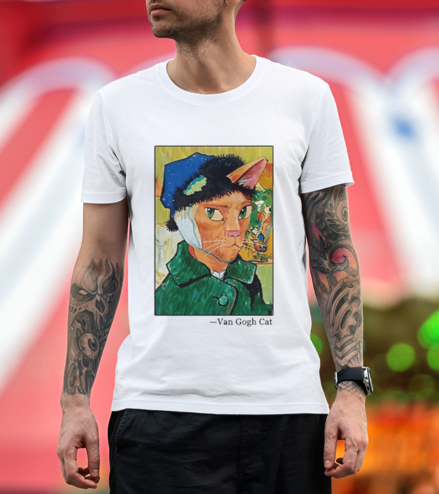 Cat In Van Gogh Style With Bandaged Ear Iconic Painting T-Shirt