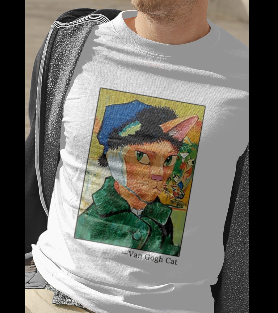 Cat In Van Gogh Style With Bandaged Ear Iconic Painting T-Shirt