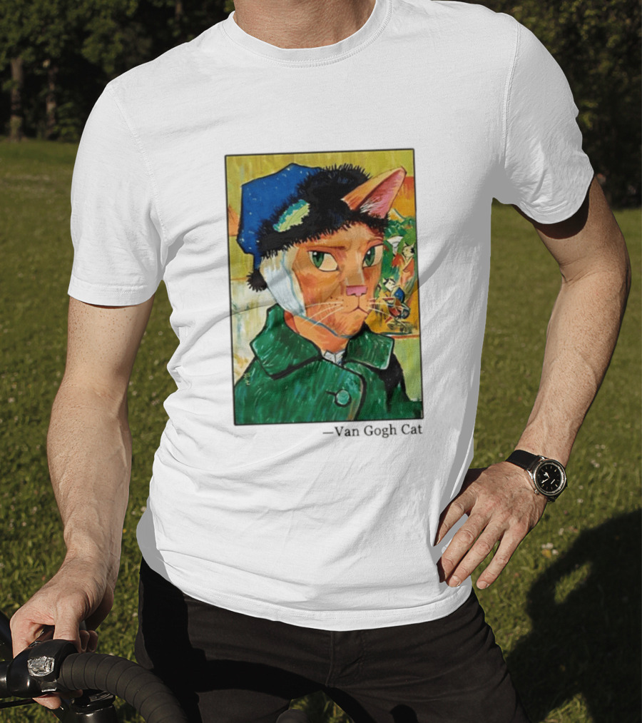 Cat In Van Gogh Style With Bandaged Ear Iconic Painting T-Shirt
