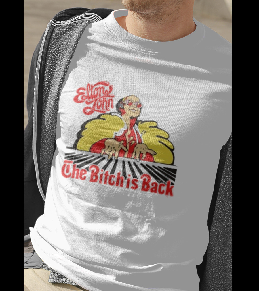 Elton John The Bitch Is Back Burst Yellow And Red T-Shirt
