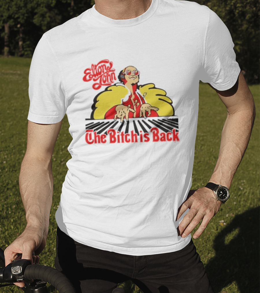 Elton John The Bitch Is Back Burst Yellow And Red T-Shirt