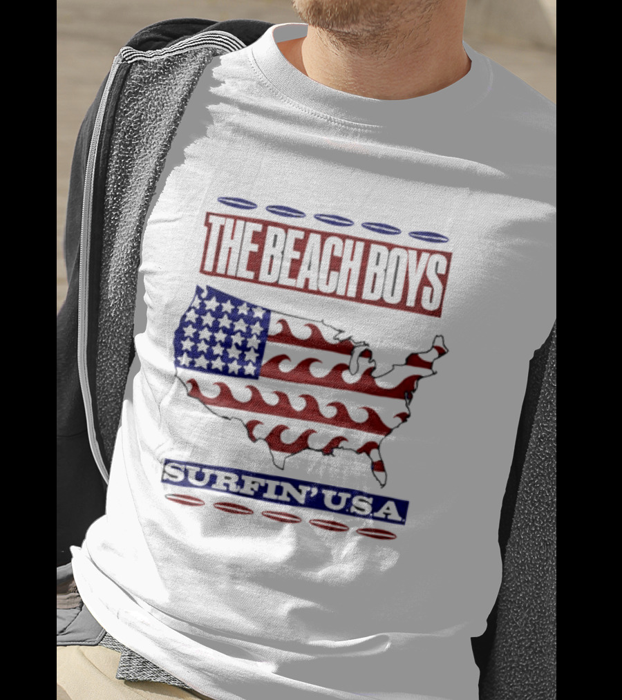 The Beach Boys Surfin' USA American Flag Waves Map T-Shirt