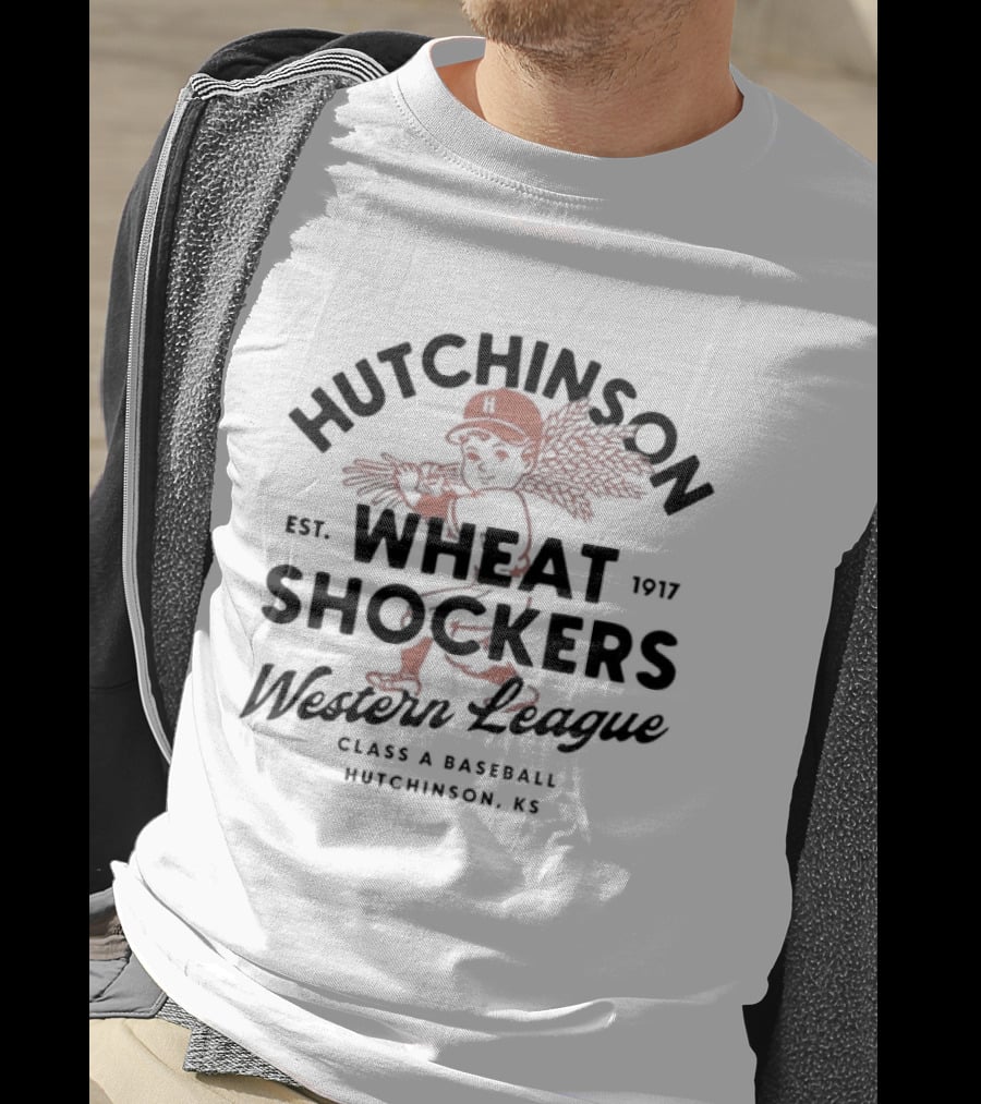 Hutchinson Wheat Shockers Western League Class A Baseball Established 1917 Wichita Kansas T-Shirt