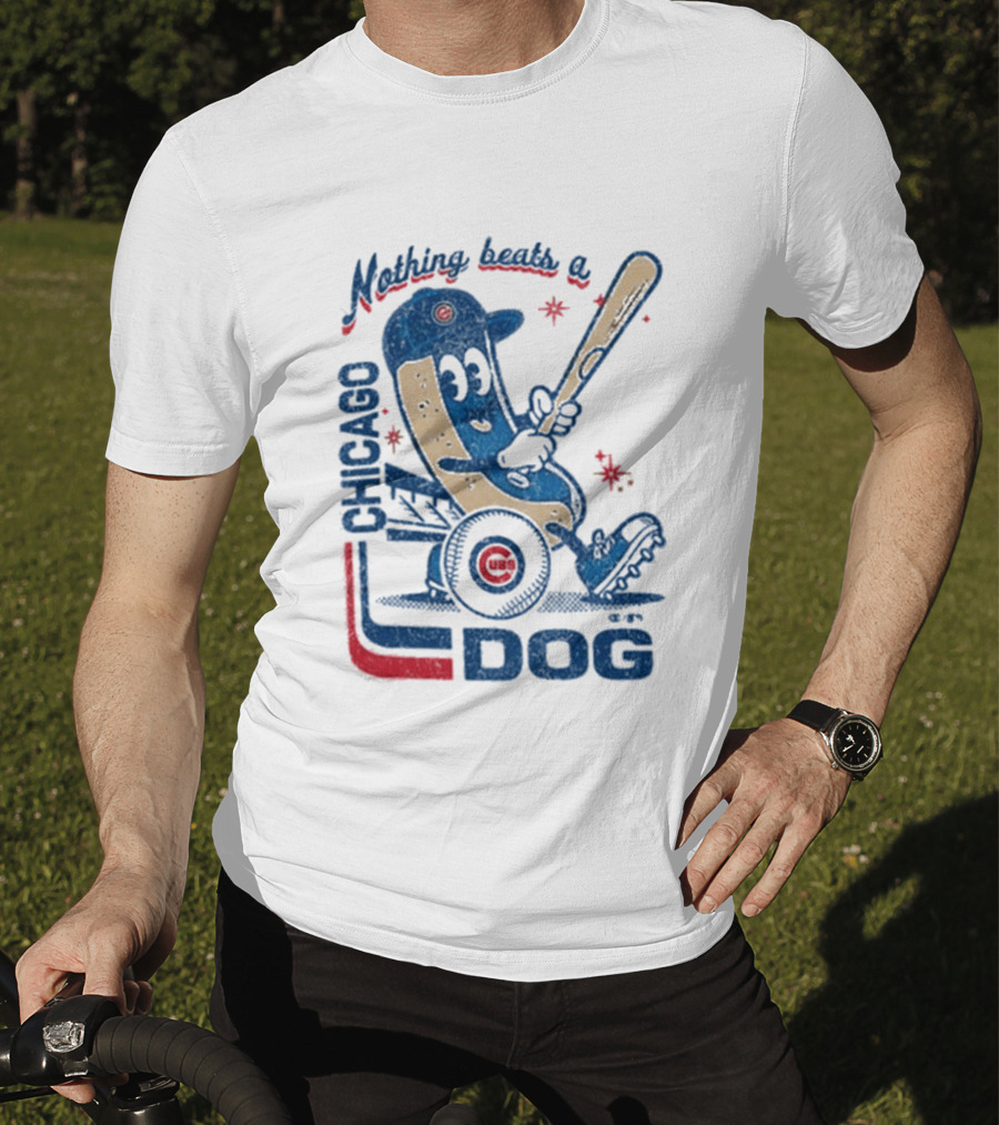 Chicago Cubs Hot Dog Nothing Beats A Chicago Dog T-Shirt