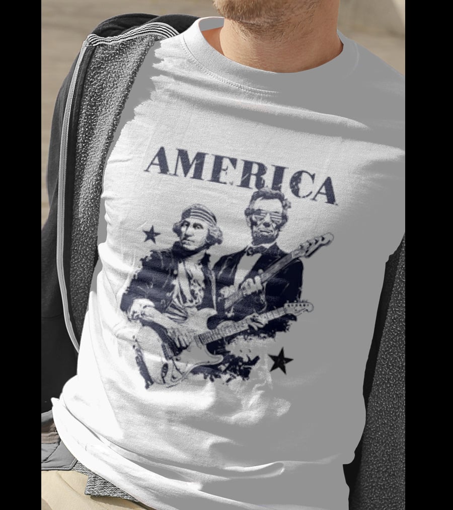 America George Washington Abraham Lincoln Presidential Rockstars 250 T-Shirt