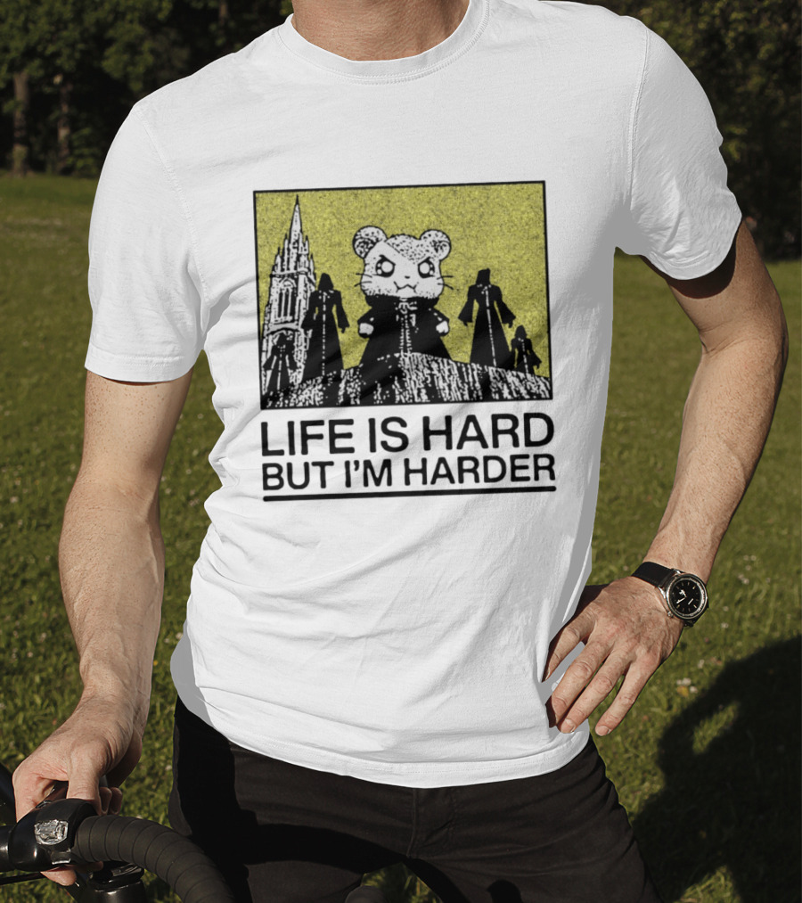 Hamtaro Life Is Hard But I'm Harder Gothic Style Tower And Figures T-Shirt