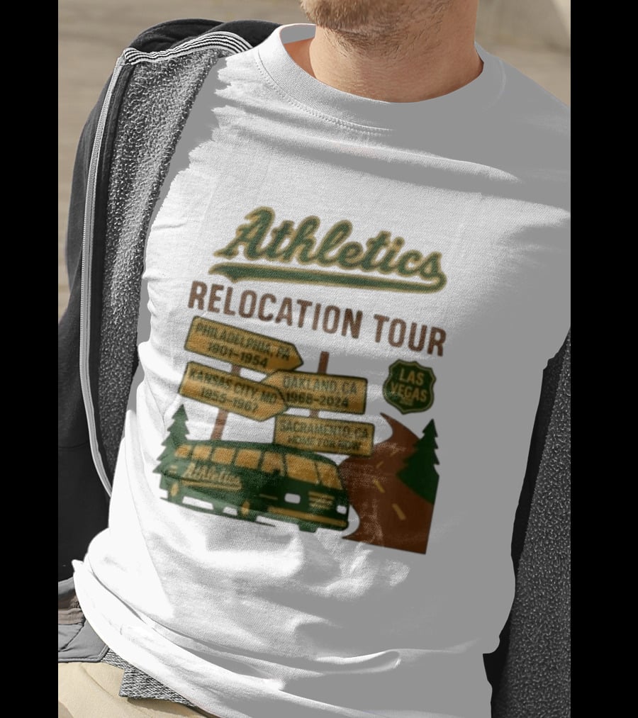 Athletics Relocation Tour Philadelphia Kansas City Oakland Sacramento Las Vegas T-Shirt