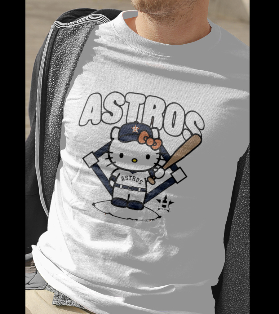 Hello Kitty Astros Baseball Collaboration With Bat And Cap T-Shirt