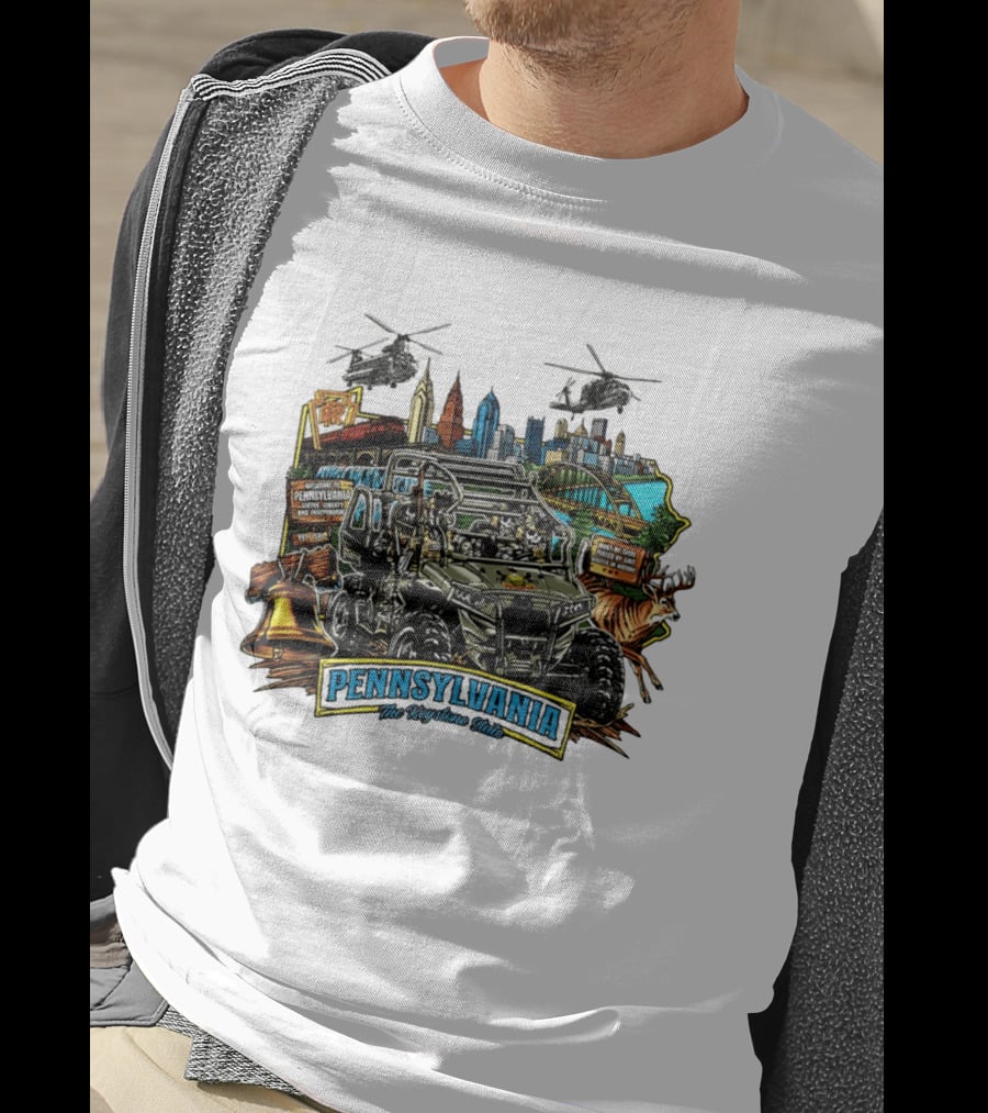Pennsylvania The Keystone State Adventure Skyline Wildlife And City Landmarks T-Shirt