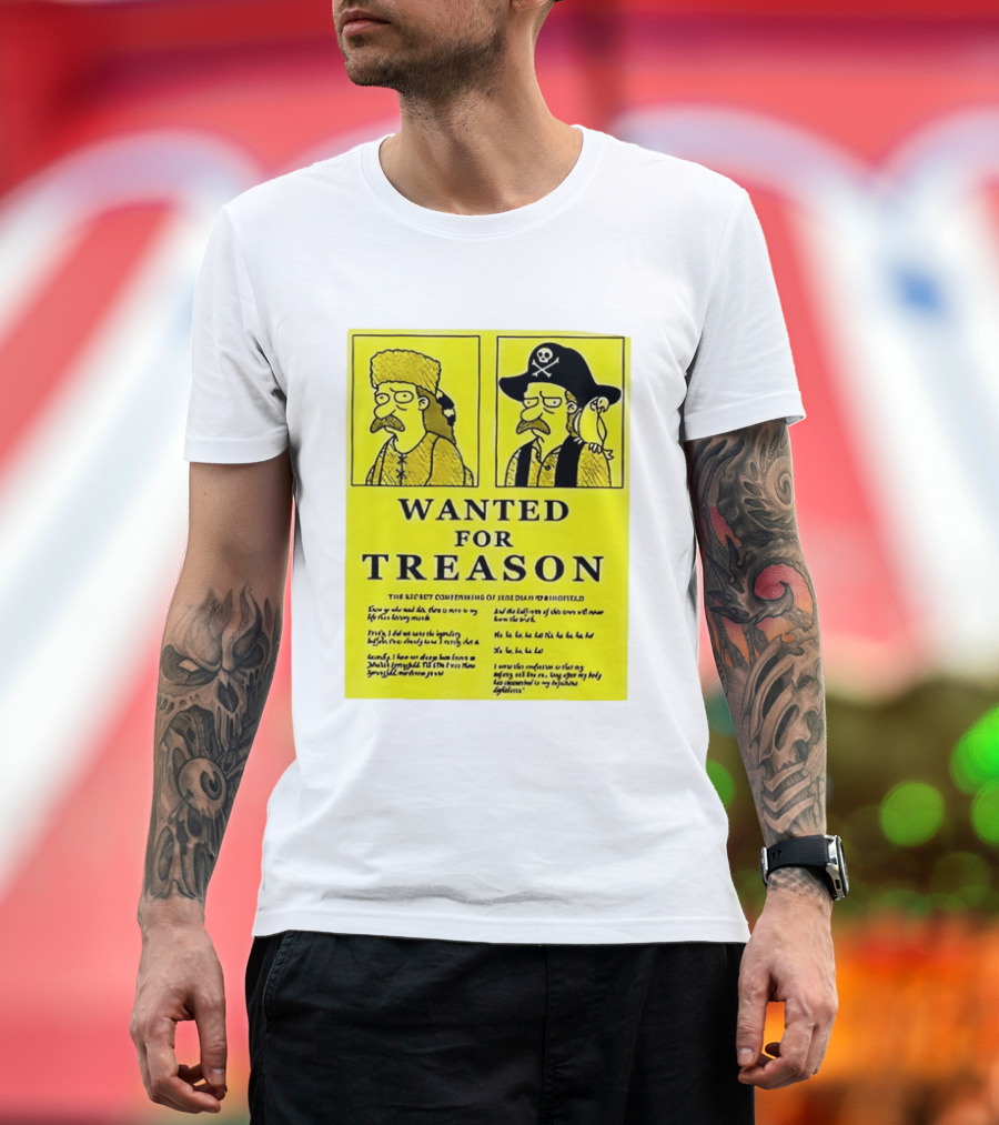 Wanted For Treason Kirk Van Houten Pirate And Russian Hat Cartoon Wanted T-Shirt