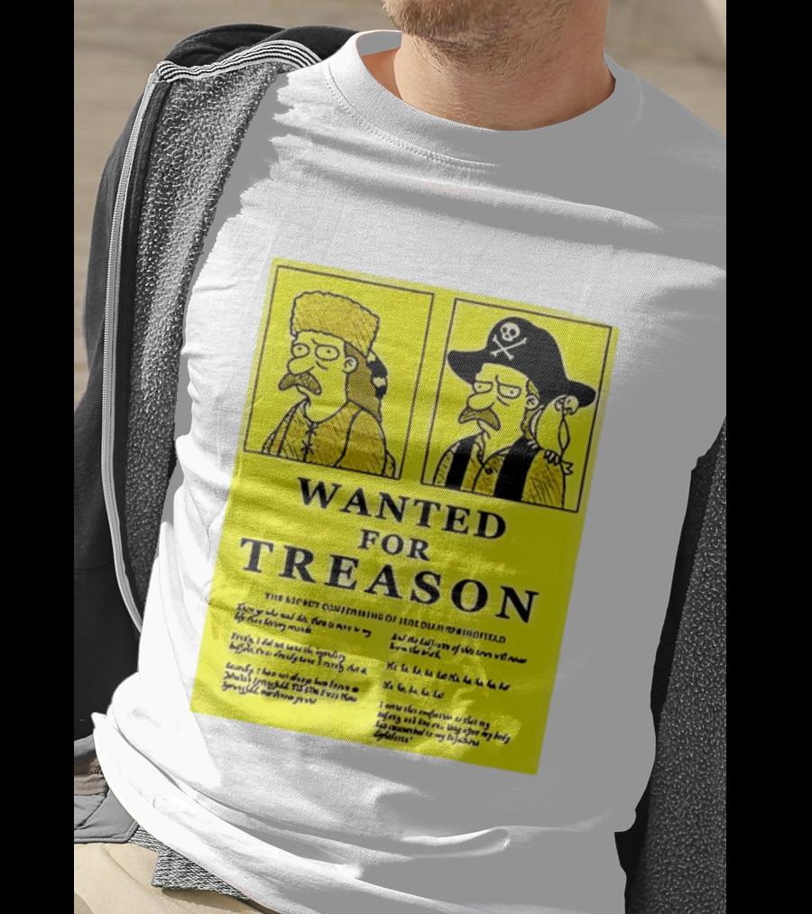 Wanted For Treason Kirk Van Houten Pirate And Russian Hat Cartoon Wanted T-Shirt