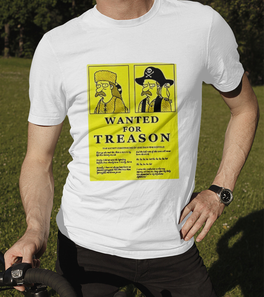Wanted For Treason Kirk Van Houten Pirate And Russian Hat Cartoon Wanted T-Shirt