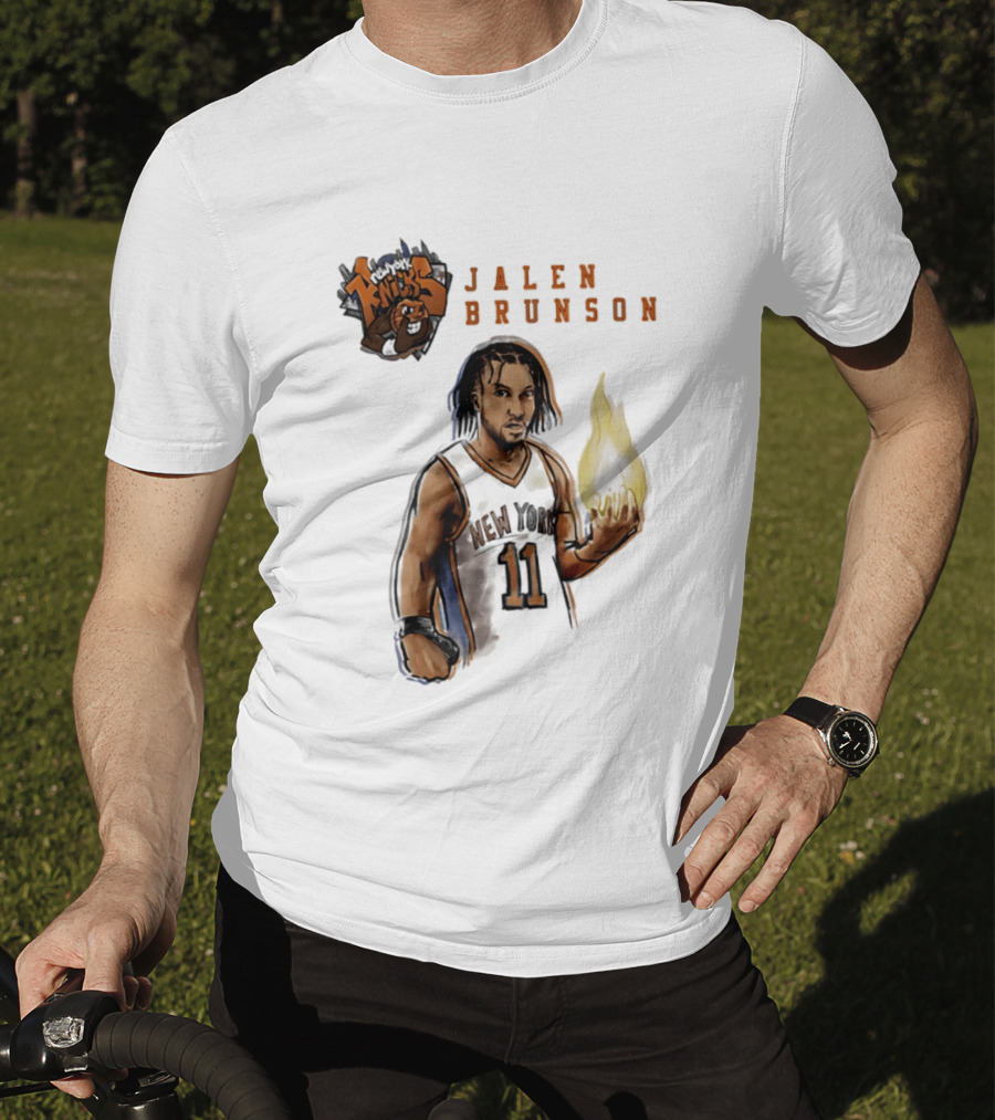 New York Knicks Jalen Brunson Flame 11 T-Shirt