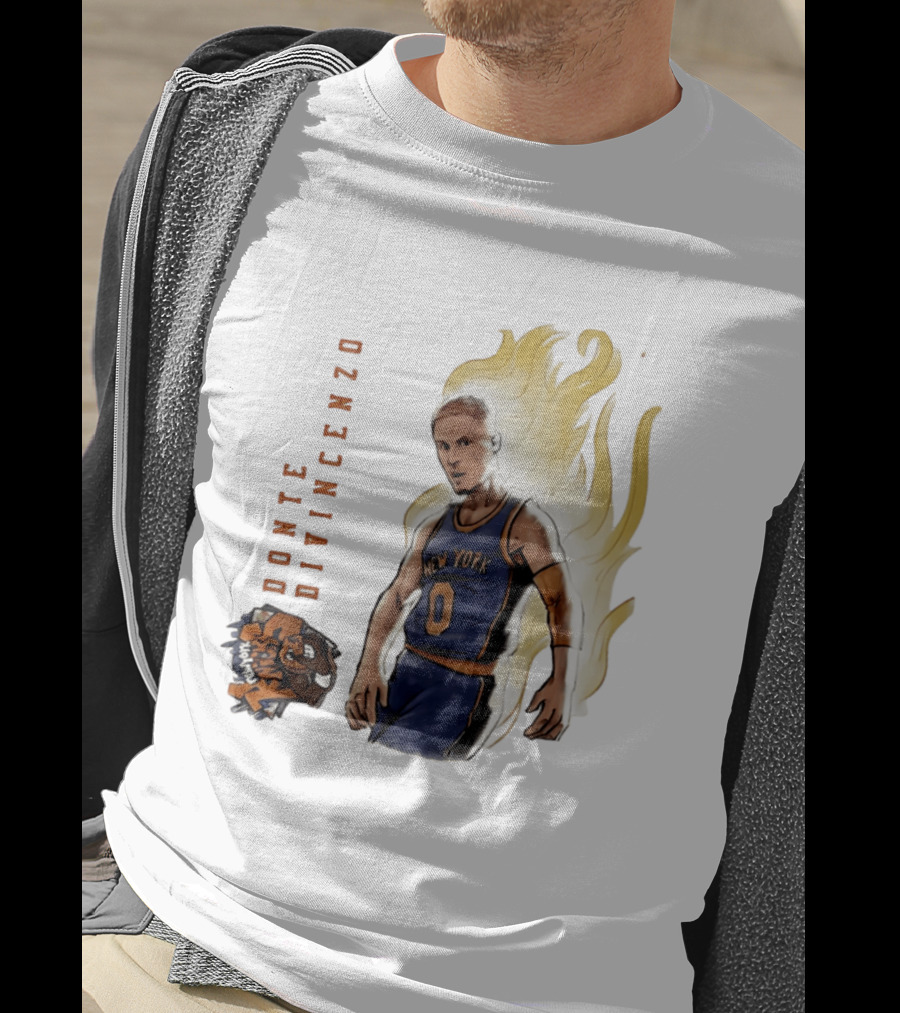 Donte DiVincenzo New York Knicks Flaming Basketball Inferno T-Shirt